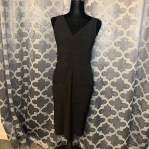 NWT Maggy L Size 4 Ruffled V-neck black dress